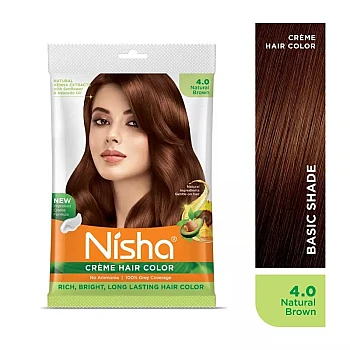 Nisha Creme Hair Color 4.0 Natural Brown (40g, Pack of 6)