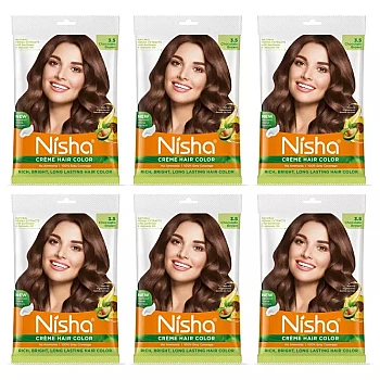 Nisha Creme Hair Color 3.5 Chocolate Brown (40g, Pack of 6)