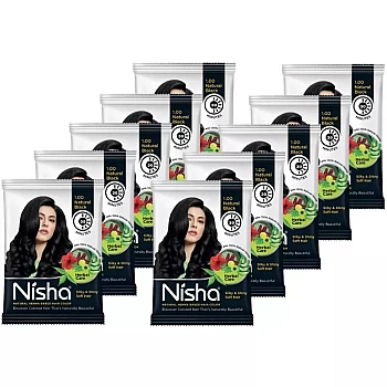 Nisha Henna Based Hair Color Natural Black Powder 1.00 (25g, Pack of 10)
