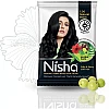 Nisha Henna Based Hair Color Natural Black Powder 1.00 (25g, Pack of 10)