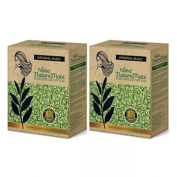 Nisha Nature Mate Henna Based Hair Color Original Black Powder (60g, Pack of 2)