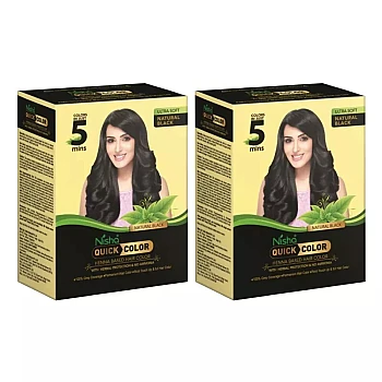 Nisha 5 Minutes Quick Color Henna Based Hair Color Natural Black (60g, Pack of 2)