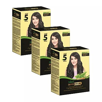 Nisha 5 Minutes Quick Color Henna Based Hair Color Natural Black (60g, Pack of 3)