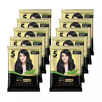 Nisha 5 Minutes Quick Color Henna Based Hair Color Natural Black (10g, Pack of 10)