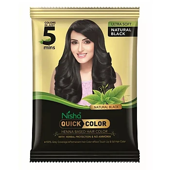 Nisha 5 Minutes Quick Color Henna Based Hair Color Natural Black (10g, Pack of 10)