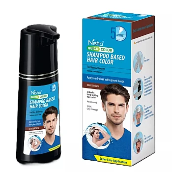 Nisha 5 Minutes Quick Hair Color Shampoo Dark Brown (180ml)