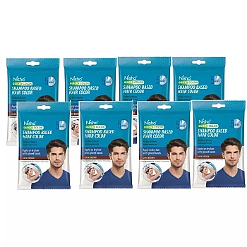 Nisha 5 Minutes Quick Hair Color Shampoo Dark Brown (20ml, Pack of 8)