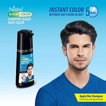 Nisha 5 Minutes Quick Hair Color Shampoo Original Black (180ml)