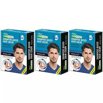 Nisha 5 Minutes Quick Hair Color Shampoo Original Black (60ml, Pack of 3)