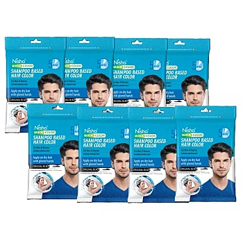 Nisha 5 Minutes Quick Hair Color Shampoo Original Black (20ml, Pack of 8)