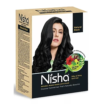 Nisha Henna Based Hair Color Natural Black Powder 1.00 (60g)