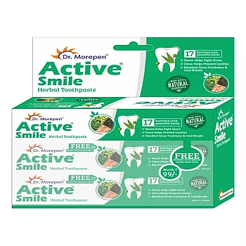 Dr Morepen Active Smile Toothpaste With Free Bamboo Brush (100g, Pack of 6)