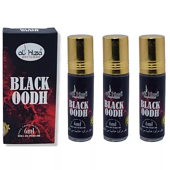 Al Hiza Perfumes Black OODH Roll-on Perfume Free From Alcohol (6ml, Pack of 3)