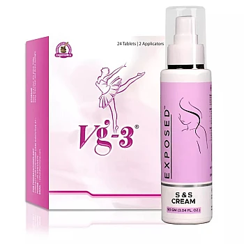 Dharmanis International Vg-3 Tablets For Women + S & S Cream For Women Breast (24 Tabs With 2 Applicators + Cream 90g) (1Pack)