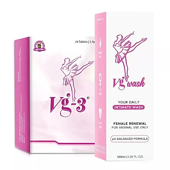 Dharmanis International Vg-3 Tablets + Vg Wash Intimate Wash For Women (24 Tabs With 2 Applicators + Intimate Wash 100ml) (1Pack)