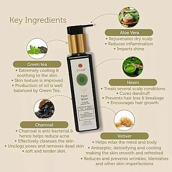 Tvam Face Wash Charcoal & Green Tea (200ml)