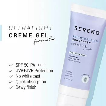 Sereko 24H Hydration Sunscreen Creme Gel (50ml)