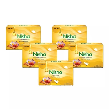 Nisha Luxury Soap Saffron & Sandal (100g, Pack of 5)