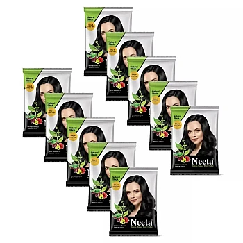Neeta Henna Based Hair Color Natural Black (10g, Pack of 10)