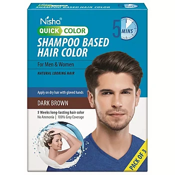 Nisha 5 Minutes Quick Hair Color Shampoo Dark Brown (60ml, Pack of 3)