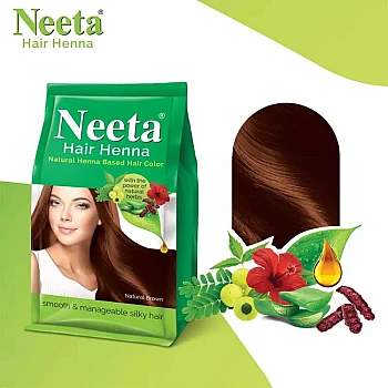 Neeta Hair Henna Mehndi Powder Natural Brown (125g, Pack of 4)