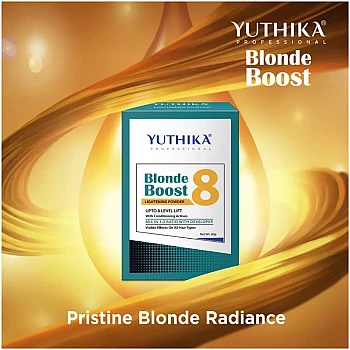 Yuthika Blonder Powder 8 + Hair Color Developer 20 Volume 6% (Powder 60g + Developer 150ml) (1Pack)