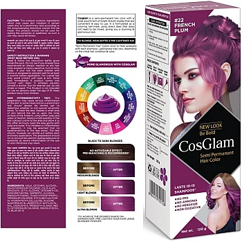 Cosglam Semi Permanent Hair Color (22 French Plum) (120g)