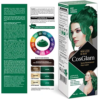 Cosglam Semi Permanent Hair Color (41 Crazy Green) (120g)
