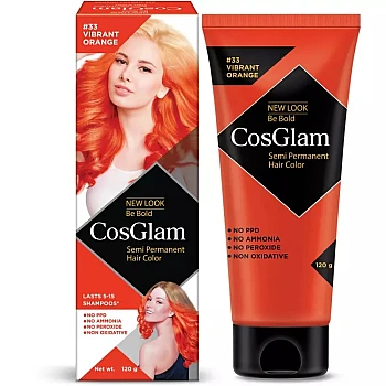 Cosglam Semi Permanent Hair Color (33 Vibrant Orange) (120g)