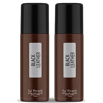 LA French Black Leather Extra Long Lasting Body Spray For Men (150ml, Pack of 2)