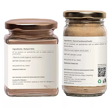 Ecotyl Sandalwood Powder And Multani Mitti (100g + 150g) (1Pack)