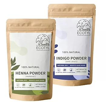 Ecotyl Henna Powder And Indigo Powder (Each 100g) (1Pack)