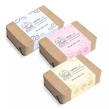 Ecotyl Shea Butter Soaps (Ubtan, Rose & Coffee) (100g, Pack of 3)