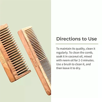 Ecotyl Neem Wood Comb Detangling Comb & Shampoo Comb (2pcs)