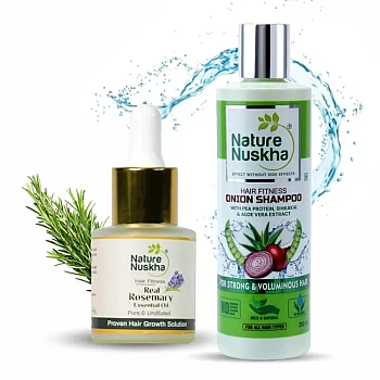 Nature Nuskha Real Rosemary Essential Oil + Hair Fitness Onion Shampoo (15ml + 250ml) (1Pack)