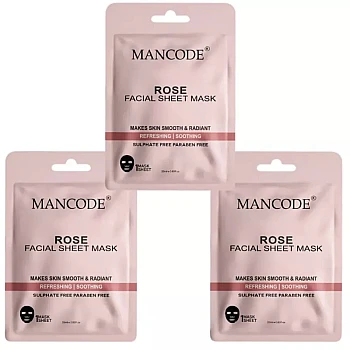 Mancode Rose Facial Sheet Mask (25ml, Pack of 3)