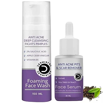 Dermistry Anti Acne Foaming Face Wash + Anti Acne Face Sercum (150ml + 30ml) (1Pack)