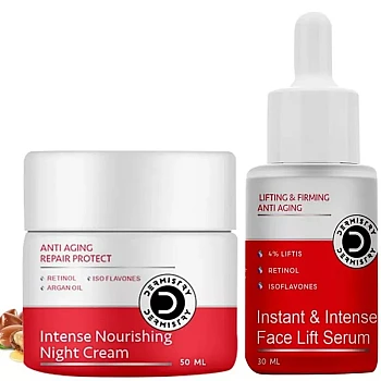 Dermistry Anti Aging Intense Nourishing Night Cream + Instant & Intense Face Lift Serum (50ml + 30ml) (1Pack)