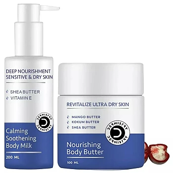 Dermistry Calming Soothening Body Milk + Nourishing Body Butter (200ml + 100ml) (1Pack)