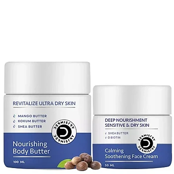 Dermistry Nourishing Body Butter +Calming Sothening Face Cream (100ml + 50ml) (1Pack)