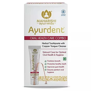Maharishi Ayurveda Ayurdent Classic Herbal Toothpaste And Copper Tongue Cleaner (75 ml + 1pcs) (1Pack)