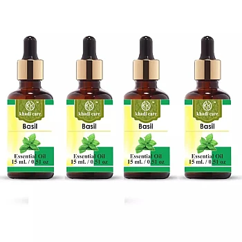 Khadi Care Basil Essential Oil (15ml, Pack of 4)