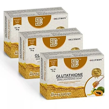 Dextron Glutathione Honey Papaya Soap (75g, Pack of 3)