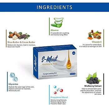 Dextron S-Moist Moisturizing Soap (75g, Pack of 9)