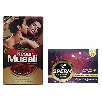 Dr Chopra Kesar Musali Capsule + Sperm Xxx Gold Capsules (Each 10caps) (1Pack)