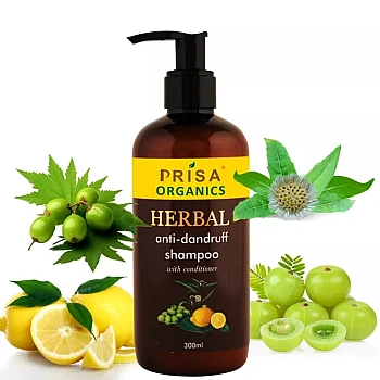 Prisa Organics Herbal Anti Dandruff Shampoo (300ml)