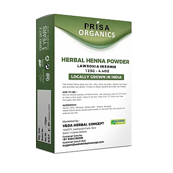 Prisa Organics Herbal Henna Powder Hair (Burgundy Color) (3 x 125g) (1Pack)