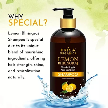 Prisa Organics Lemon Bhringraj Anti Dandruff Shampoo (300ml)