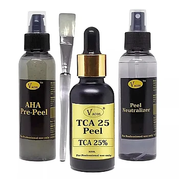 Vacos Aha Pre Peel + Tca 25 Peel + Peel Neutralizer (Pre Peel 100ml + Tca 30ml + Neutralizer 100ml + 1 Brush) (1Pack)