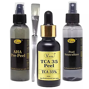 Vacos Aha Pre Peel + Tca 35 Peel + Peel Neutralizer (Pre Peel 100ml + Tca 30ml + Neutralizer 100ml + 1 Brush) (1Pack)